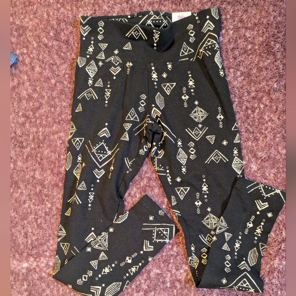 Justice Black and Gold Geometric Kids Leggings